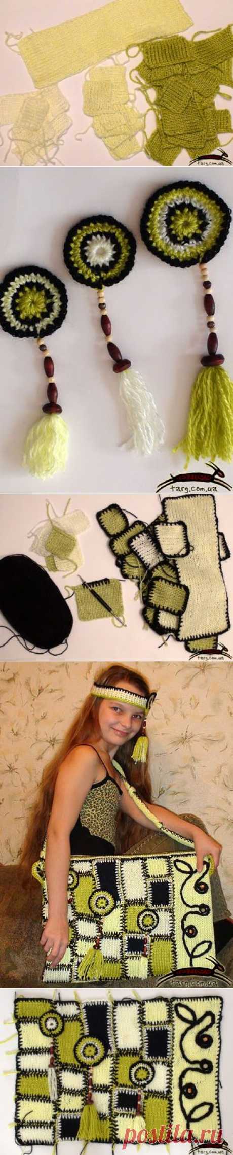 Фотоотчет - изготовление вязаной сумки в стиле пэчворк - Ярмарка Мастеров - ручная работа, handmade