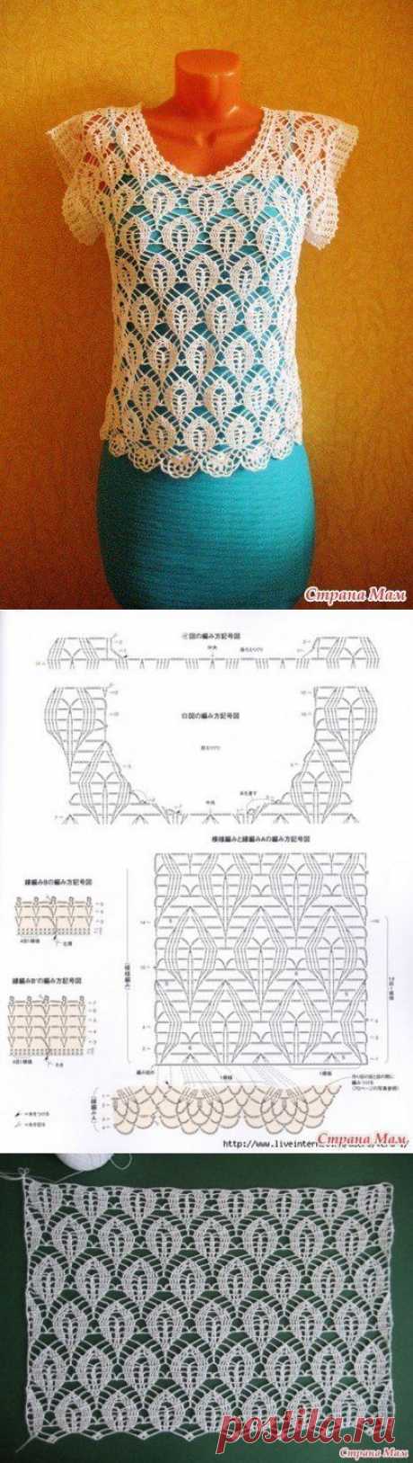 Вязание: топ интересным узором.