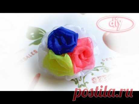 РОЗЫ ИЗ ЛЕНТ, МК | DIY Ribbon Roses Tutorial - YouTube