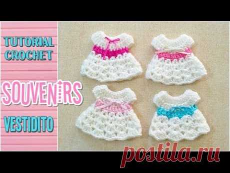 Souvenir a crochet para baby shower vestidito, paso a paso