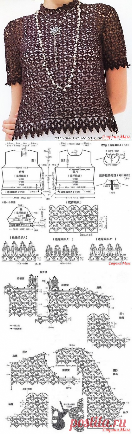Нарядный ажурный пуловер с вырезом под горлышко. Крючок. - ВЯЗАНАЯ МОДА+ ДЛЯ НЕМОДЕЛЬНЫХ ДАМ - Страна Мам