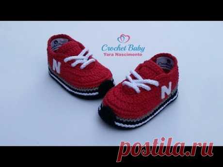 Tênis NEW BALANCE de crochê - Tamanho 09 cm - Crochet Baby Yara Nascimento