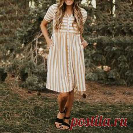 Casual Sweet V Neck Stripe Dresses – jullymart