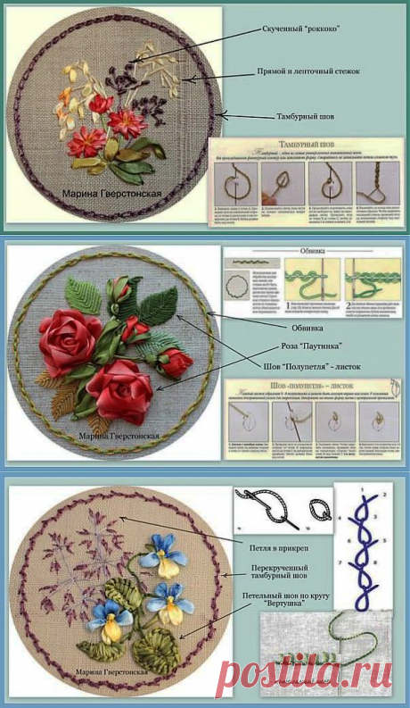 -Вышивка лентами - Как вышить?.