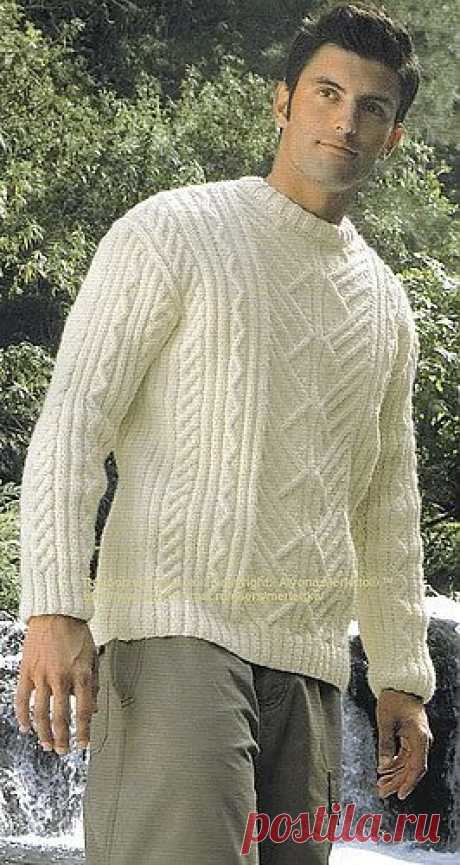 Мужской пуловер спицами ...от Phildar (Франция).