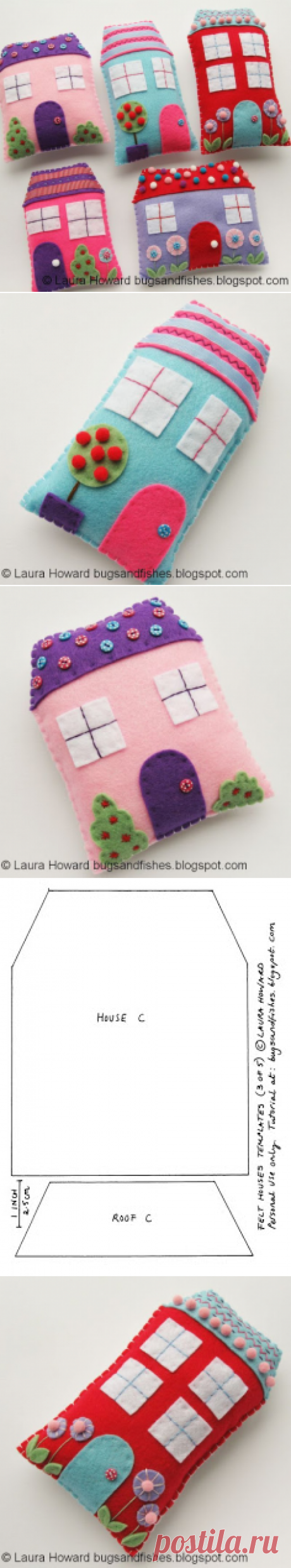 Bugs and Fishes by Lupin: How To: Sew Cute Felt Houses