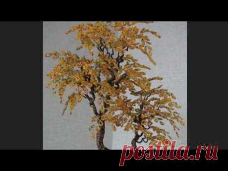 Деревья из бисера. Осеннее дерево МК от Елены Кулик. Autumn tree master class from Elena Kulik.