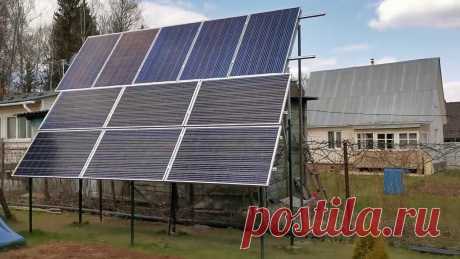 Солнечная электростанция в загородном доме, последние доработки. Поменял угол наклона на 55%, поставил ещё три стойки и уложил 5 дополнительных панелей. Общая мощность увеличилась до 3 900ватт.