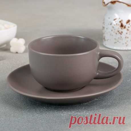 Чайная пара "Английский завтрак" чашка 220 мл, блюдце 15,5 см, цвет серый - РусЭкспресс