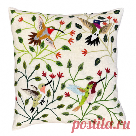 Pillows - Embroidered Bird Imagery - Cultural Cloth Store