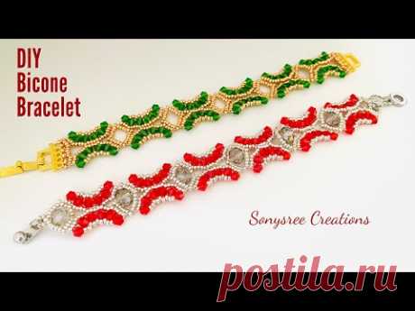 Bicone bracelet || pulsera de cuentas || How to make Beaded Bracelet - YouTube