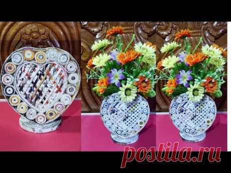 Newspaper Flower Vase DIY Newspaper Crafts  Best out of Waste (LifeStyle Designs Unique Idea) - YouTube