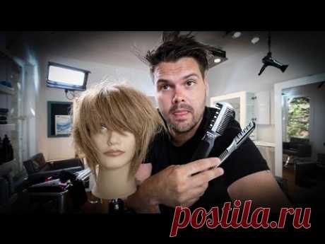 Short Layered Bob Haircut Tutorial With a Razor - Haircutting Tricks w/ a Razor | MATT BECK VLOG 54