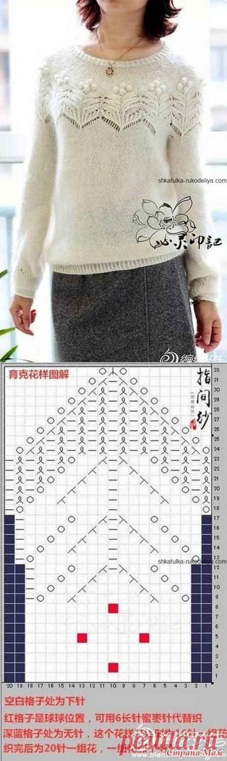 Пуловер с красивой кокеткой спицами. Схема вязания пуловера спицами женский | Шкатулка рукоделия. Сайт для рукодельниц.