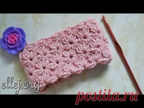 Плотный цветочный узор крючком по кругу. Crochet flower stitch