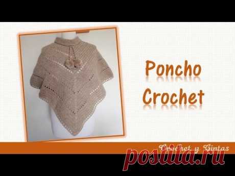 Poncho estilo V tejido a crochet (ganchillo)