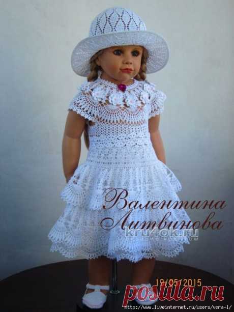 Платье, шляпка и пояс для девочки — работы Валентины Литвиновой