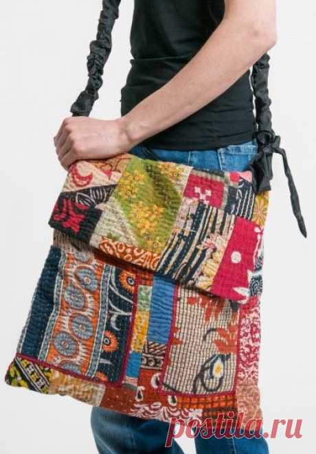 Mieko Mintz 5-Layer Vintage Cotton Messenger Bag in Multi