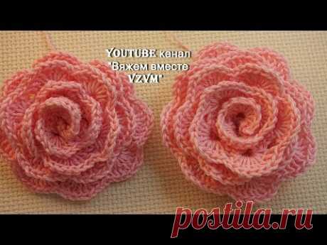 ✿Как связать розочку крючком  Объемные цветы крючком Урок 75  Surround the flower is crocheted