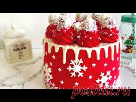 Торт "Красный Бархат" Новогоднее оформление // Red Velvet Cake New Year Decoration