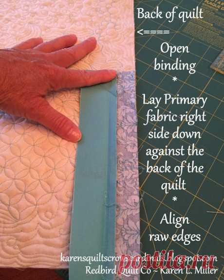 Karen's Quilts, Crows and Cardinals: Tutorial - Mitered and Flanged Machine Binding