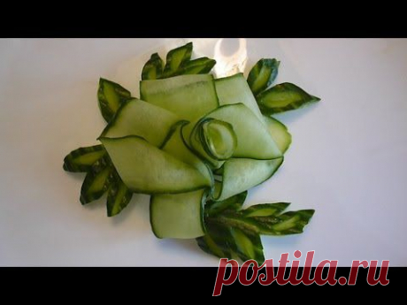 Цветок и лепестки из огурца. Украшения из овощей. Decoration Of Vegetables. Decoration Of Cucumber - YouTube