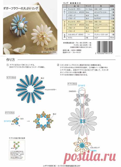 ダガーフラワーの大ぶりリング（YU-623） | ユザワヤオリジナルレシピ ｜ ユザワヤ 手芸用品・生地・ホビー材料専門店