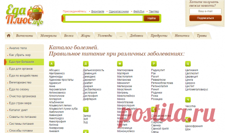 Каталог болезней. Правильное питание при различных заболеваниях