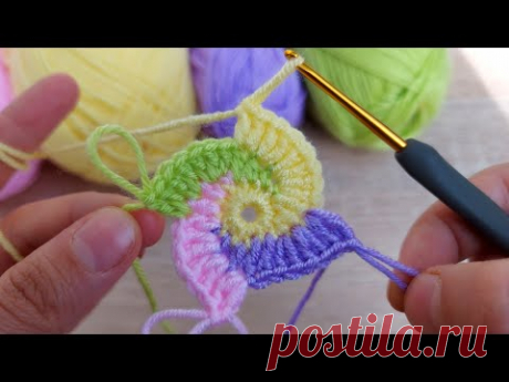 crochet spiral granny square pattern tığ işi rengarenk örgü modeli