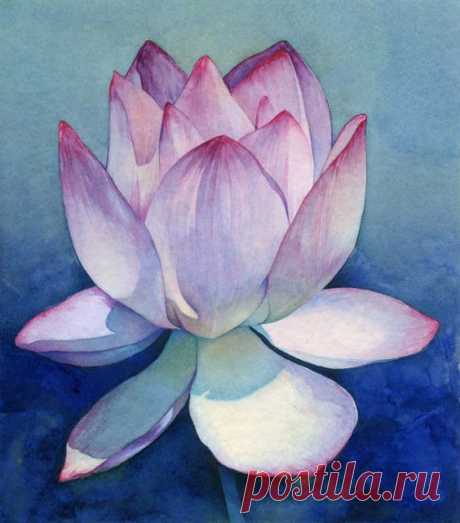 Artist: Piero Horna; Watercolor 2002 Painting &quot;Lotus flower&quot;
