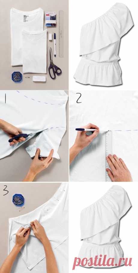 Топ с баской из двух футболок (Diy) / Футболки DIY / Модный сайт о стильной переделке одежды и интерьера