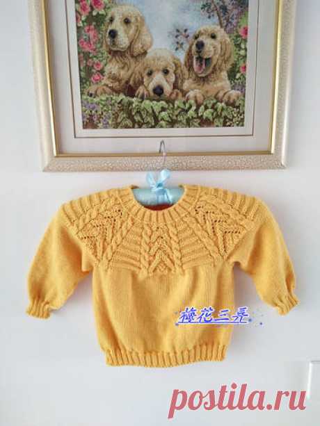 Пуловер для девочки на круглой кокетке - Вязание для детей - Страна Мам