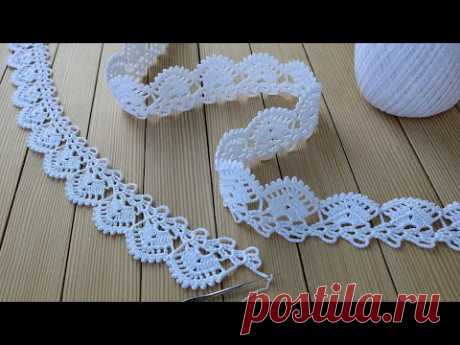 КРУЖЕВО КРЮЧКОМ простое ВЯЗАНИЕ для начинающих КАЙМА схема узора Easy to Crochet Tape Lace pattern