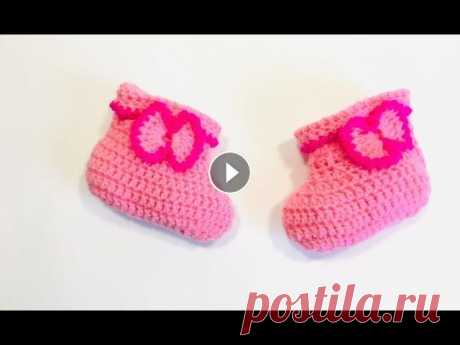 Очень простой способ вязания пинетки крючком/A very simple way to crochet booties Вяжем действительно очень простым и быстрым способом пинетки для самых маленьких. Справятся даже те, кто не вязал раньше пинеток. Если взять пряжу под...