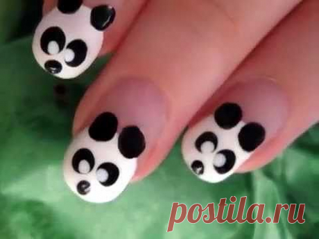 Рисуем панду на ногтях