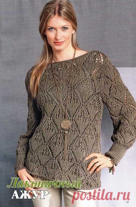 Схема вязания женского пуловера спицами. Pattern knit pullover female spokes | Домоводство для всей семьи
