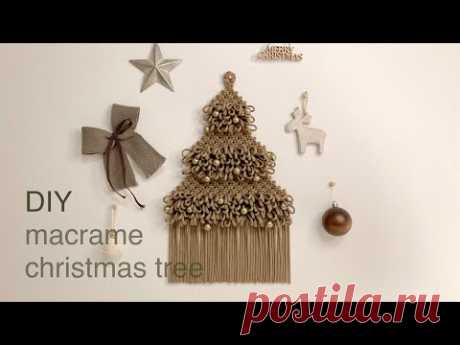 DIY | macrame christmas tree wall hanging | 마크라메 크리스마스 트리 월 행잉 - YouTube