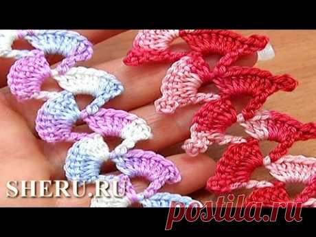 How To Crochet Crochet Lace Stripe  Урок 3 Вязаные шнуры крючком
