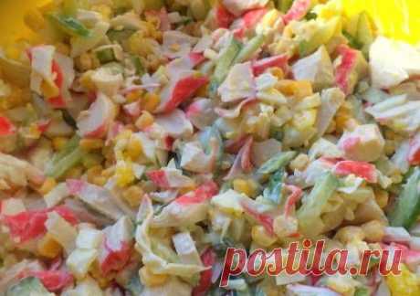 Салат с крабовыми палочками и кукурузой - пошаговый кулинарный рецепт с фото. / Простые рецепты