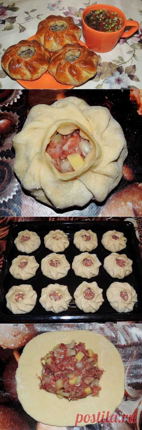 Пирожки с мясом и картошкой(бездрожжевые)