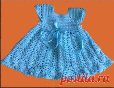 Вязание крючком Платье для малышки (3 варианта схем для юбочки)