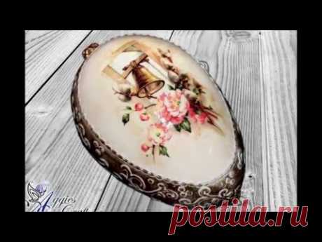 Decoupage Tutorial - Easter egg with relief and wax paste - YouTube