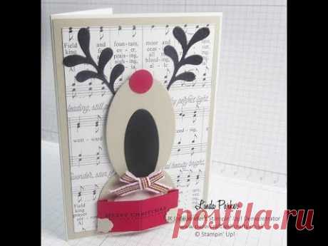 Die Cut Rudolph The Red Nosed Reindeer Card - Stampin' Up! Style