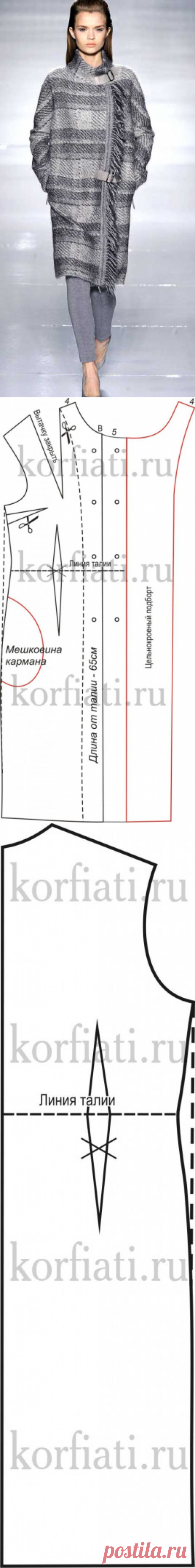 Прямое пальто в клетку -выкройка от А. Корфиати