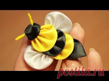 Пчела Канзаши Мастер класс ൠ DIY Kanzashi bee