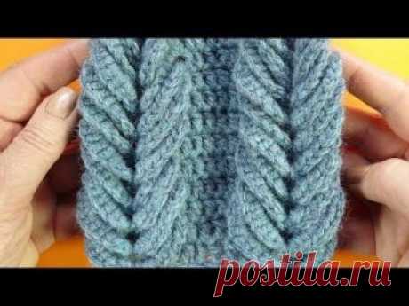 Супер узор для снуда   Объемная коса крючком Crochet stitch  118