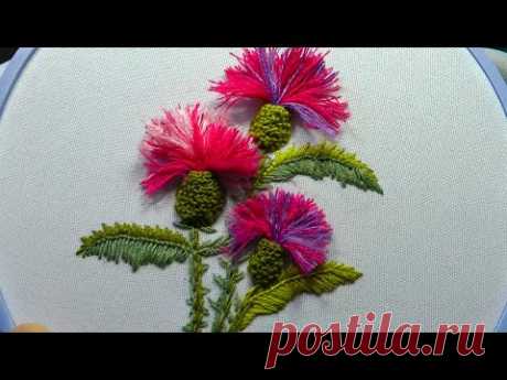 MILK THISTLE FLOWERS FLORAL EMBROIDERY