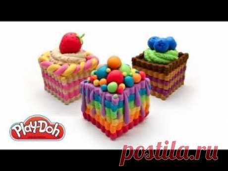 Fancy Cake. Play Doh Cupcakes for Dolls. How to Make for Girls. Toy Food DIY