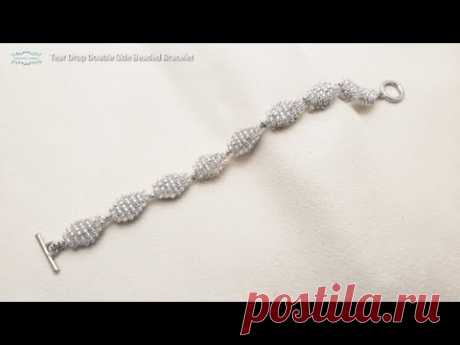 Tear Drop Double Side Beaded Bracelet. Beading Tutorials. Beads Jewelry Making. Handmade.