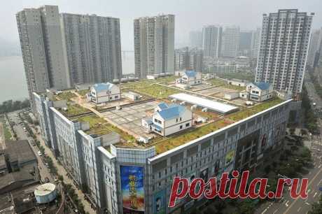 Частные дома на крыше восьмиэтажного торгового центра, Чжучжоу, Китай.